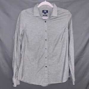 Cutter & Buck Womens Button Down Shirt Stretch Grey L/G Long Sleeve